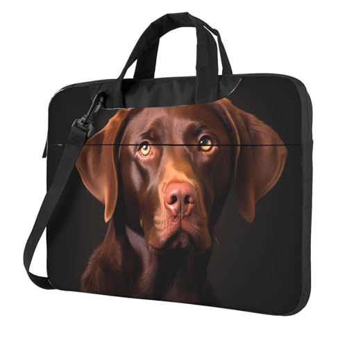 WZYWHJ Laptoptasche mit Labrador-Retriever-Aufdruck, mit weichem Innenfutter, mehreren Taschen, ideal für Herren, Reisen und Business, Schwarz, 33 cm (13 Zoll) von WZYWHJ
