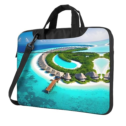 WZYWHJ Laptoptasche mit Malediven-Aufdruck, mit weichem Innenfutter, mehreren Taschen, ideal für Herren, Reisen und Business, Schwarz, 13 inch WZYWHJ Laptoptasche mit Malediven-Aufdruck, mit weichem Innenfutter, mehreren Taschen, ideal für Herren, Reisen und Business, Schwarz, 13 inch von WZYWHJ