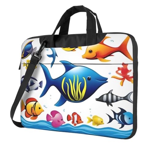 WZYWHJ Laptoptasche mit Meerwassertier-Druck, 33 cm (13 Zoll), mit weichem Innenfutter, mehreren Taschen, ideal für Männer, Reisen und Business von WZYWHJ