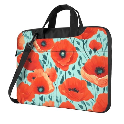 WZYWHJ Laptoptasche mit Mohnblumen-Aufdruck, mit weichem Innenfutter, mehreren Taschen, ideal für Herren, Reisen und Business, Schwarz, 14 inch WZYWHJ Laptoptasche mit Mohnblumen-Aufdruck, mit weichem Innenfutter, mehreren Taschen, ideal für Herren, Reisen und Business, Schwarz, 14 inch von WZYWHJ