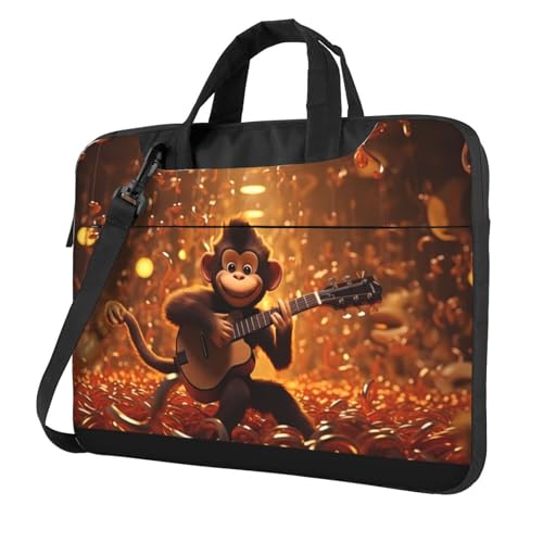 WZYWHJ Laptoptasche mit Monkey Music Prints – mit weicher Innenseite, mehreren Taschen – ideal für Männer, Reisen und Business, Schwarz, 14 Zoll WZYWHJ Laptoptasche mit Monkey Music Prints – mit weicher Innenseite, mehreren Taschen – ideal für Männer, Reisen und Business, Schwarz, 14 Zoll von WZYWHJ