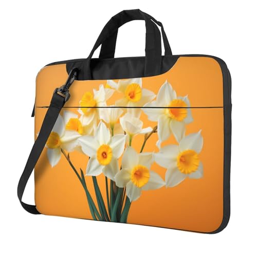 WZYWHJ Laptoptasche mit Narzissen-Motiv, 35,6 cm (14 Zoll), mit weichem Innenfutter, mehreren Taschen, ideal für Herren, Reisen und Business von WZYWHJ