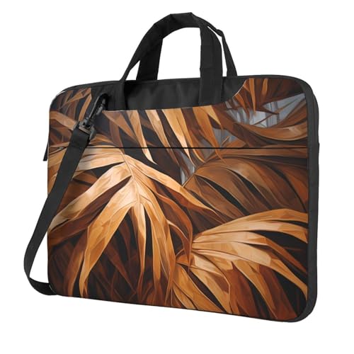 WZYWHJ Laptoptasche mit Palmenblättern, 33 cm (13 Zoll), mit weichem Innenfutter, mehreren Taschen, ideal für Herren, Reisen und Business, Dunkelbraun von WZYWHJ