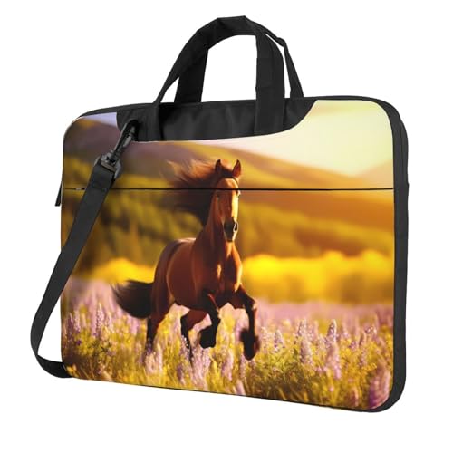 WZYWHJ Laptoptasche mit Pferdemotiv, 33 cm (13 Zoll), mit weichem Innenfutter, mehreren Taschen, ideal für Herren, Reisen und Business von WZYWHJ