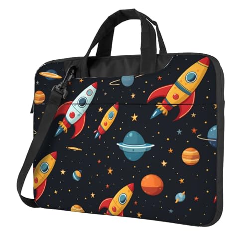 WZYWHJ Laptoptasche mit Raumschiff-Aufdruck, mit weichem Innenfutter, mehreren Taschen, ideal für Herren, Reisen und Business, Schwarz, 14 inch WZYWHJ Laptoptasche mit Raumschiff-Aufdruck, mit weichem Innenfutter, mehreren Taschen, ideal für Herren, Reisen und Business, Schwarz, 14 inch von WZYWHJ