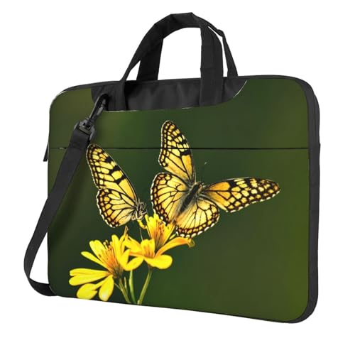 WZYWHJ Laptoptasche mit Schmetterlingsmotiv, 35,6 cm (14 Zoll), mit weichem Innenfutter, mehreren Taschen, ideal für Herren, Reisen und Business von WZYWHJ