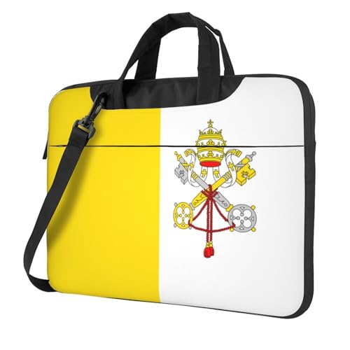 WZYWHJ Laptoptasche mit Vatikan-Flagge, weiches Innenfutter, mehrere Taschen, ideal für Herren, Reisen und Business, Schwarz, 35,6 cm (14 Zoll) von WZYWHJ