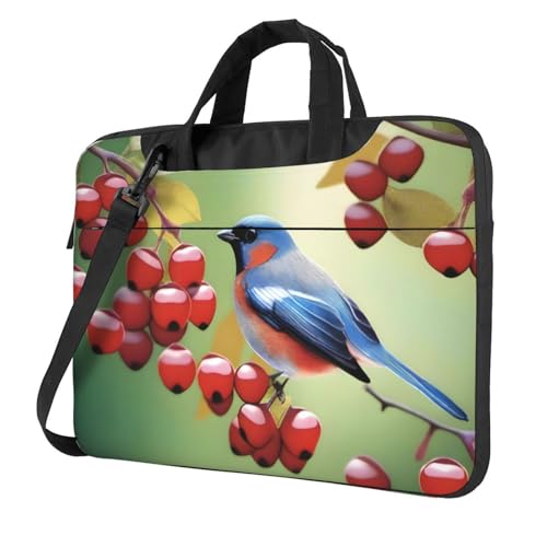 WZYWHJ Laptoptasche mit Vogelmotiv und flatterndem Beerenmuster, mit weichem Innenfutter, mehreren Taschen, ideal für Männer, Reisen und Business, Schwarz, 13 inch WZYWHJ Laptoptasche mit Vogelmotiv und flatterndem Beerenmuster, mit weichem Innenfutter, mehreren Taschen, ideal für Männer, Reisen und Business, Schwarz, 13 inch von WZYWHJ