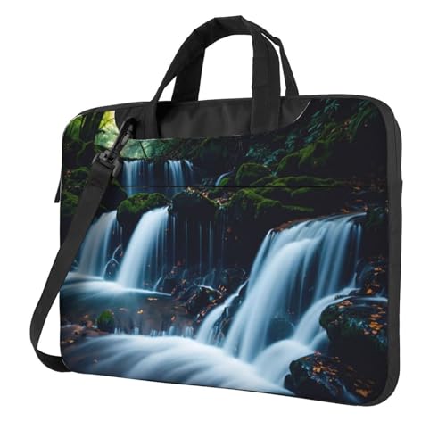 WZYWHJ Laptoptasche mit Wasserfall-Druck, 33 cm (13 Zoll), mit weichem Innenfutter, mehreren Taschen, ideal für Herren, Reisen und Business von WZYWHJ