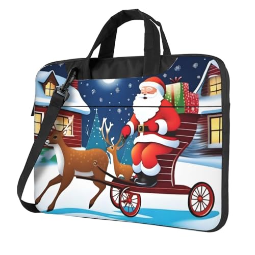 WZYWHJ Laptoptasche mit Weihnachtsmann-Motiv, 33 cm (13 Zoll), mit weichem Innenfutter, mehreren Taschen, ideal für Männer, Reisen und Business von WZYWHJ