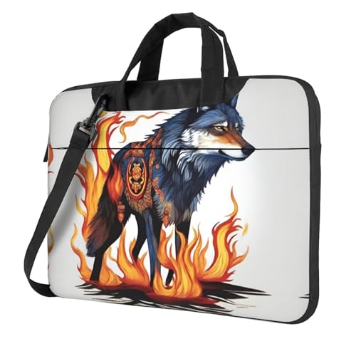 WZYWHJ Laptoptasche mit Wolf-Motiv, 33 cm (13 Zoll), mit weichem Innenfutter, mehreren Taschen, ideal für Herren, Reisen und Business von WZYWHJ