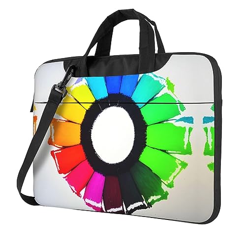 WZYWHJ Laptoptasche mit bunten Kreisen, bedruckt, mit weichem Innenfutter, mehreren Taschen, ideal für Herren, Reisen und Business, Schwarz, 14 inch WZYWHJ Laptoptasche mit bunten Kreisen, bedruckt, mit weichem Innenfutter, mehreren Taschen, ideal für Herren, Reisen und Business, Schwarz, 14 inch von WZYWHJ
