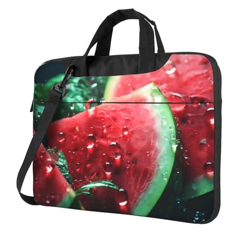 WZYWHJ Laptoptasche mit coolem Wassermelonen-Druck, 35,6 cm (14 Zoll), mit weichem Innenfutter, mehreren Taschen, ideal für Herren, Reisen und Business von WZYWHJ