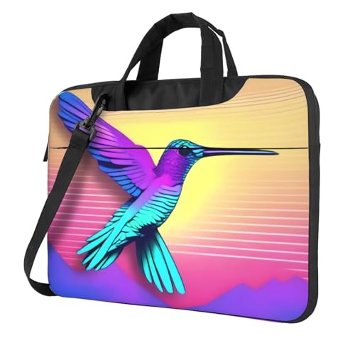 WZYWHJ Laptoptasche mit fliegendem Kolibri-Druck, 35,6 cm (14 Zoll), mit weichem Innenfutter, mehreren Taschen, ideal für Herren, Reisen und Business von WZYWHJ