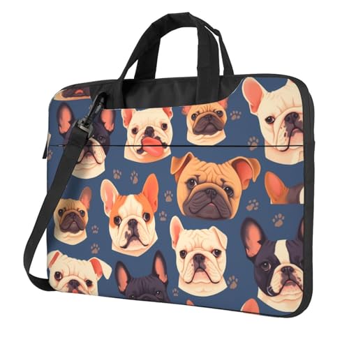 WZYWHJ Laptoptasche mit französischer Bulldogge – mit weichem Innenfutter, mehreren Taschen – ideal für Männer, Reisen und Business, Schwarz, 14 inch WZYWHJ Laptoptasche mit französischer Bulldogge – mit weichem Innenfutter, mehreren Taschen – ideal für Männer, Reisen und Business, Schwarz, 14 inch von WZYWHJ