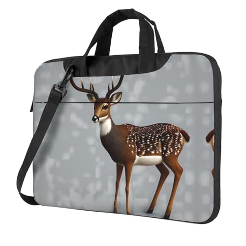 WZYWHJ Laptoptasche mit grauem Pflaumen-Hirschdruck, mit weichem Innenfutter, mehreren Taschen, ideal für Herren, Reisen und Business, Schwarz, 14 inch WZYWHJ Laptoptasche mit grauem Pflaumen-Hirschdruck, mit weichem Innenfutter, mehreren Taschen, ideal für Herren, Reisen und Business, Schwarz, 14 inch von WZYWHJ