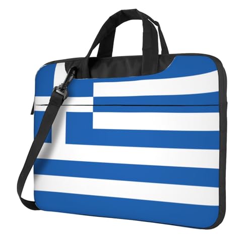 WZYWHJ Laptoptasche mit griechischer Flagge, weiches Innenfutter, mehrere Taschen, ideal für Herren, Reisen und Business, Schwarz, 35,6 cm (14 Zoll) von WZYWHJ