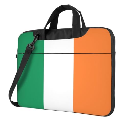 WZYWHJ Laptoptasche mit irischer Flagge, weiches Innenfutter, mehrere Taschen, ideal für Herren, Reisen und Business, Schwarz, 35,6 cm (14 Zoll) von WZYWHJ
