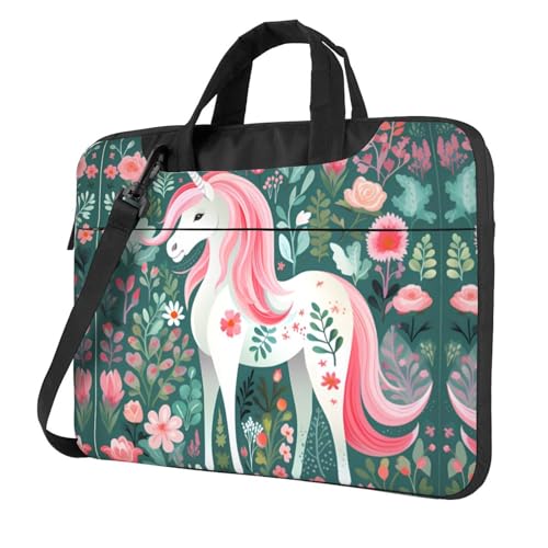 WZYWHJ Laptoptasche mit langhaarigen Einhörnern, mit weichem Innenfutter, mehreren Taschen, ideal für Männer, Reisen und Business, Schwarz, 14 inch WZYWHJ Laptoptasche mit langhaarigen Einhörnern, mit weichem Innenfutter, mehreren Taschen, ideal für Männer, Reisen und Business, Schwarz, 14 inch von WZYWHJ