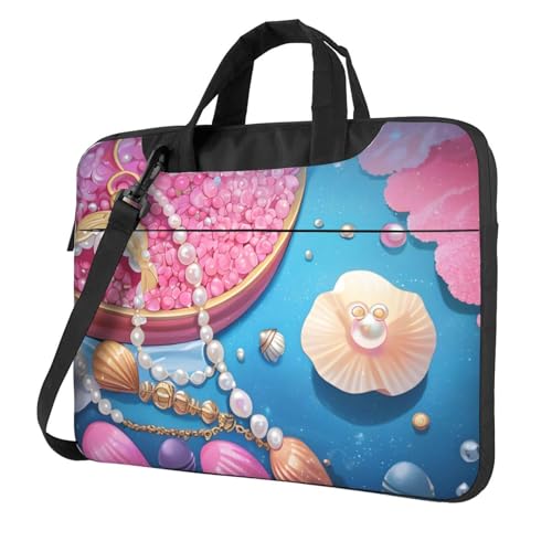 WZYWHJ Laptoptasche mit leuchtenden Muscheln – mit weichem Innenfutter, mehreren Taschen – ideal für Männer, Reisen und Business, Schwarz, 13 inch von WZYWHJ