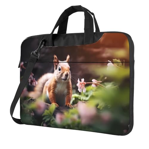 WZYWHJ Laptoptasche mit niedlichem Eichhörnchen-Motiv, 33 cm (13 Zoll), mit weichem Innenfutter, mehreren Taschen, ideal für Männer, Reisen und Business von WZYWHJ