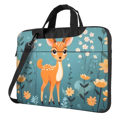 WZYWHJ Laptoptasche mit niedlichem Hirsch-Motiv, 33 cm (13 Zoll), mit weichem Innenfutter, mehreren Taschen, ideal für Männer, Reisen und Business von WZYWHJ