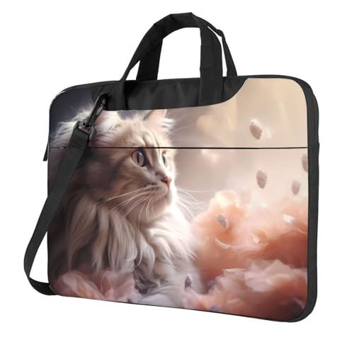 WZYWHJ Laptoptasche mit niedlichem Katzen-Motiv, 33 cm (13 Zoll), mit weichem Innenfutter, mehreren Taschen, ideal für Männer, Reisen und Business von WZYWHJ