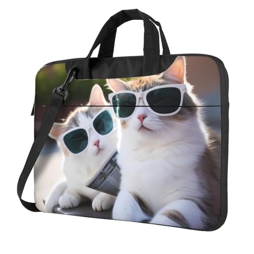 WZYWHJ Laptoptasche mit niedlichem Katzenpaar, 33 cm (13 Zoll), mit weichem Innenfutter, mehreren Taschen, ideal für Männer, Reisen und Business von WZYWHJ
