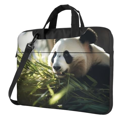 WZYWHJ Laptoptasche mit niedlichem Panda-Motiv und Bambus-Motiv, mit weichem Innenfutter, mehreren Taschen, ideal für Männer, Reisen und Business, 35,6 cm (14 Zoll) von WZYWHJ