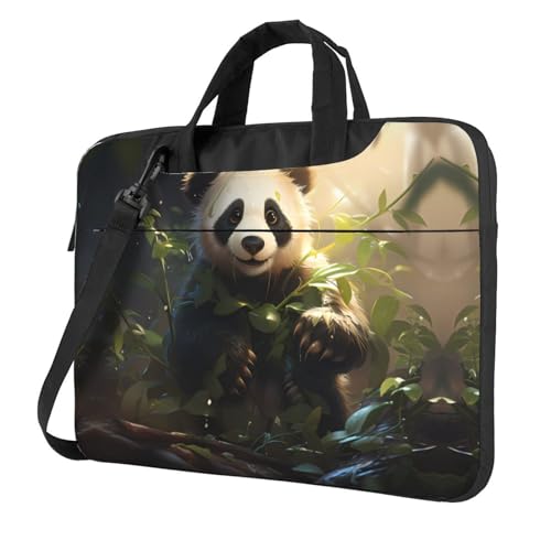 WZYWHJ Laptoptasche mit niedlichem Panda-Pflanzendruck, weiches Innenfutter, mehrere Taschen, ideal für Männer, Reisen und Business, Schwarz, 14 inch WZYWHJ Laptoptasche mit niedlichem Panda-Pflanzendruck, weiches Innenfutter, mehrere Taschen, ideal für Männer, Reisen und Business, Schwarz, 14 inch von WZYWHJ