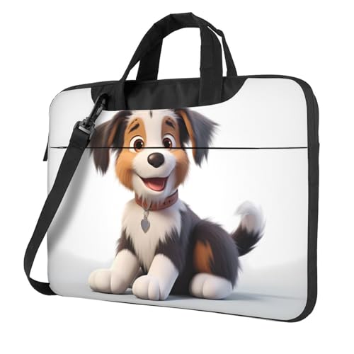 WZYWHJ Laptoptasche mit niedlichem Welpenmotiv, 33 cm (13 Zoll), mit weichem Innenfutter, mehreren Taschen, ideal für Männer, Reisen und Business von WZYWHJ