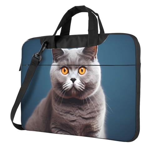 WZYWHJ Laptoptasche mit niedlicher Kurzhaarkatze für 33 cm (13 Zoll), mit weichem Innenfutter, mehreren Taschen, ideal für Männer, Reisen und Business von WZYWHJ