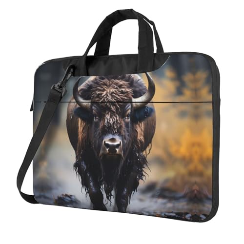 WZYWHJ Laptoptasche mit nordamerikanischem Bison-Druck, mit weichem Innenfutter, mehreren Taschen, ideal für Herren, Reisen und Business, Schwarz, 13 inch WZYWHJ Laptoptasche mit nordamerikanischem Bison-Druck, mit weichem Innenfutter, mehreren Taschen, ideal für Herren, Reisen und Business, Schwarz, 13 inch von WZYWHJ