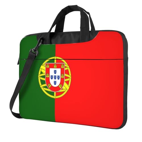WZYWHJ Laptoptasche mit portugiesischer Flagge, weiches Innenfutter, mehrere Taschen, ideal für Herren, Reisen und Business, Schwarz, 33 cm (13 Zoll) von WZYWHJ