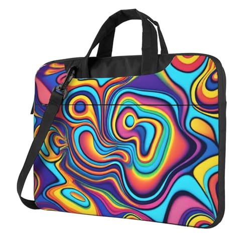 WZYWHJ Laptoptasche mit psychedelischen Farben, 33 cm (13 Zoll), mit weichem Innenfutter, mehreren Taschen, ideal für Herren, Reisen und Business von WZYWHJ