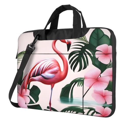 WZYWHJ Laptoptasche mit romantischem Flamingo-Druck, 35,6 cm (14 Zoll), mit weichem Innenfutter, mehreren Taschen, ideal für Herren, Reisen und Business von WZYWHJ