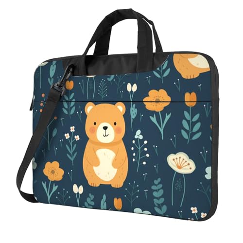 WZYWHJ Laptoptasche mit süßem Bären-Druck, 35,6 cm (14 Zoll), mit weichem Innenfutter, mehreren Taschen, ideal für Männer, Reisen und Business von WZYWHJ