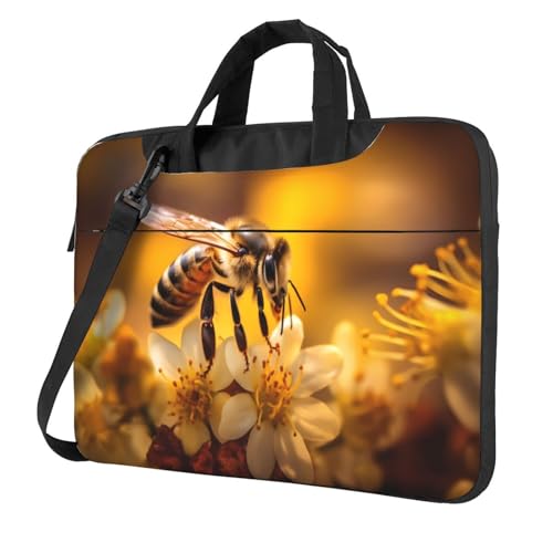 WZYWHJ Laptoptasche mit süßem Bienendruck, 33 cm (13 Zoll), mit weichem Innenfutter, mehreren Taschen, ideal für Männer, Reisen und Business von WZYWHJ