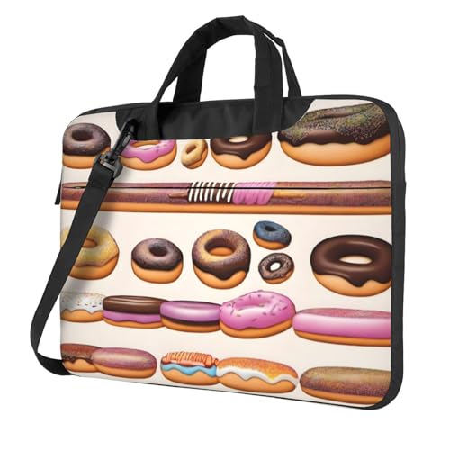 WZYWHJ Laptoptasche mit süßem Donut-Druck, 35,6 cm (14 Zoll), mit weichem Innenfutter, mehreren Taschen, ideal für Herren, Reisen und Business von WZYWHJ