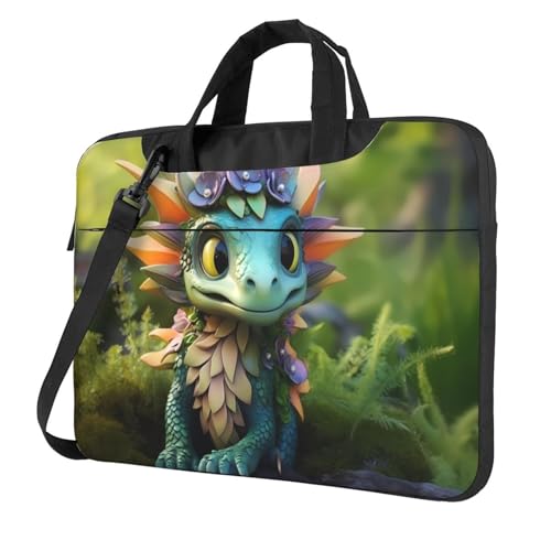 WZYWHJ Laptoptasche mit süßem Drachen-Druck, 33 cm (13 Zoll), mit weichem Innenfutter, mehreren Taschen, ideal für Männer, Reisen und Business von WZYWHJ