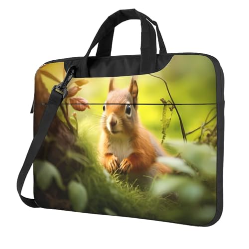 WZYWHJ Laptoptasche mit süßem Eichhörnchen-Motiv, 33 cm (13 Zoll), mit weichem Innenfutter, mehreren Taschen, ideal für Männer, Reisen und Business von WZYWHJ