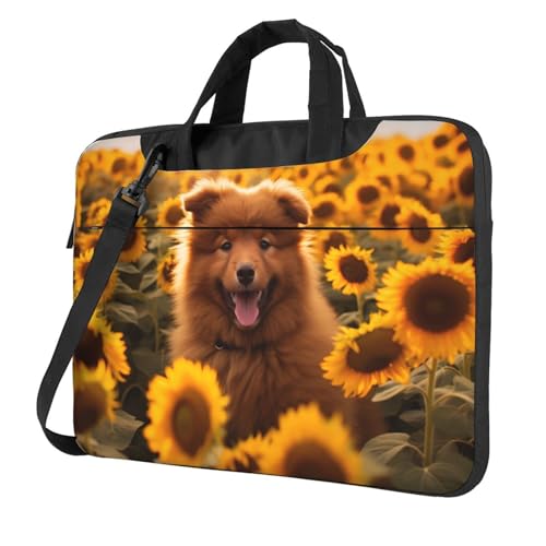 WZYWHJ Laptoptasche mit süßem Pudelmotiv, 33 cm (13 Zoll), mit weichem Innenfutter, mehreren Taschen, ideal für Männer, Reisen und Business von WZYWHJ