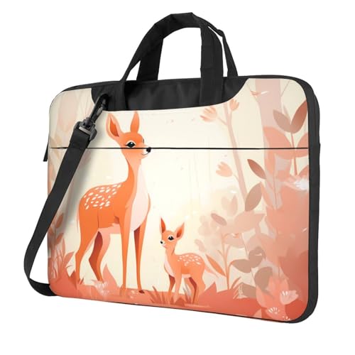 WZYWHJ Laptoptasche mit süßem Sika-Hirsch-Motiv, 35,6 cm (14 Zoll), mit weichem Innenfutter, mehreren Taschen, ideal für Männer, Reisen und Business von WZYWHJ