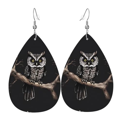 WZYWHJ Late Night Owl Prints Damen Leder Ohrringe Einfache Wassertropfen Anhänger Mode Urlaub Geschenk von WZYWHJ