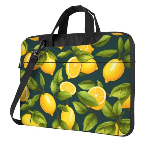 WZYWHJ Lemon Fruit Prints Laptoptasche – mit weichem Innenfutter, mehreren Taschen – ideal für Herren, Reisen und Business, Schwarz, 14 Zoll WZYWHJ Lemon Fruit Prints Laptoptasche – mit weichem Innenfutter, mehreren Taschen – ideal für Herren, Reisen und Business, Schwarz, 14 Zoll von WZYWHJ
