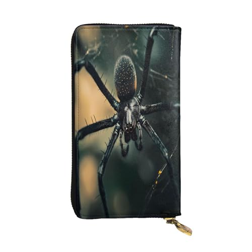 WZYWHJ Modische Damen-Clutch-Geldbörse aus Leder, lang, mit mehreren Fächern und Reißverschluss-Design, großes Spinnenmuster von WZYWHJ
