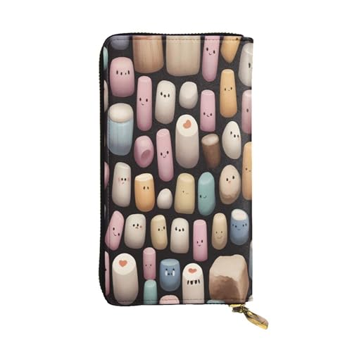 WZYWHJ Modische Damen-Clutch-Geldbörse aus Leder mit mehreren Fächern und Reißverschluss, buntes Baumwoll-Süßigkeiten-Muster von WZYWHJ