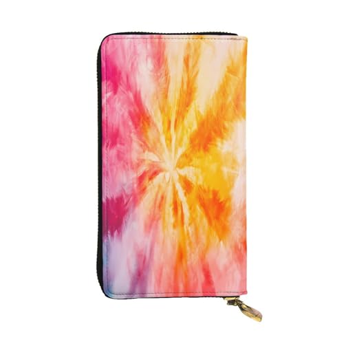 WZYWHJ Modische Damen-Clutch-Geldbörse aus Leder mit mehreren Fächern und Reißverschluss, buntes Federmuster von WZYWHJ