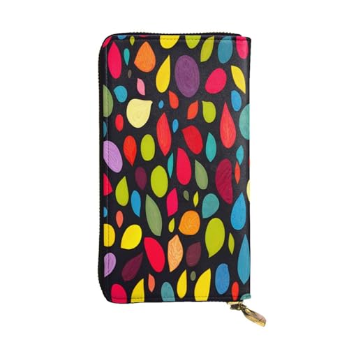 WZYWHJ Modische Damen-Clutch-Geldbörse aus Leder mit mehreren Fächern und Reißverschluss, buntes Muster von WZYWHJ