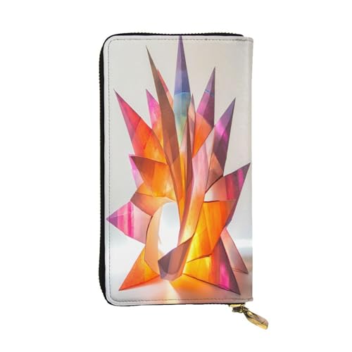 WZYWHJ Modische Damen-Clutch-Geldbörse aus Leder mit mehreren Fächern und Reißverschluss, buntes Papierschnittmuster von WZYWHJ